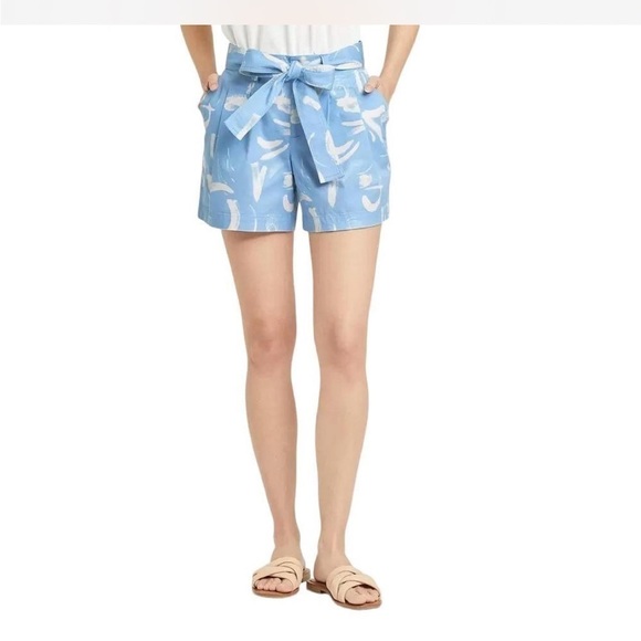 A New Day Light Blue with Tie High Waisted Shorts - Picture 1 of 11